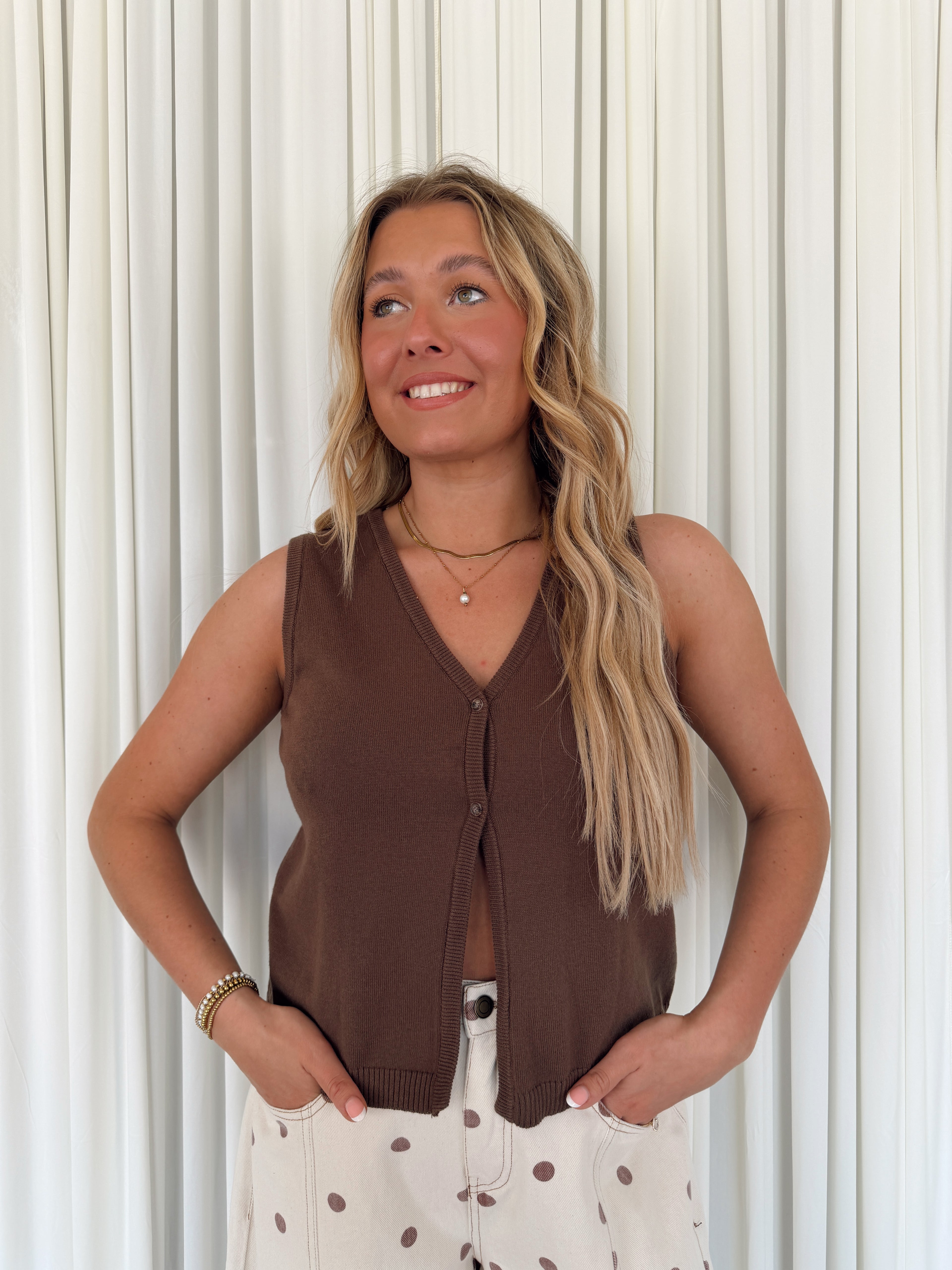 V-neck Button Sweater Vest