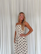 Polka Dot Strapless Tube Midi
