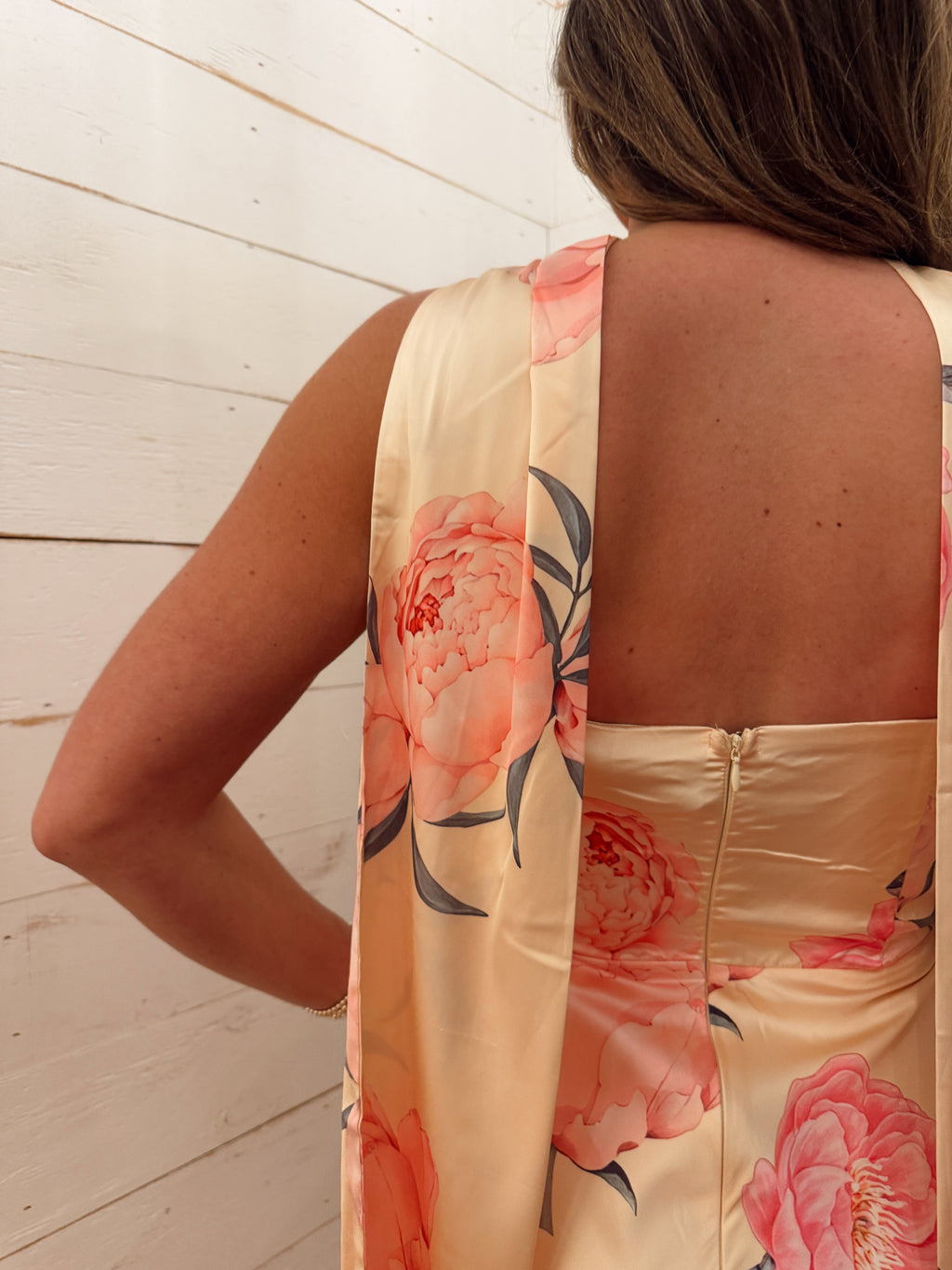 Strapless Maxi Dress with Neck Scarf