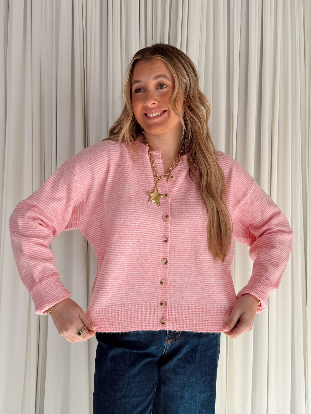 Striped Button-Up Sweater