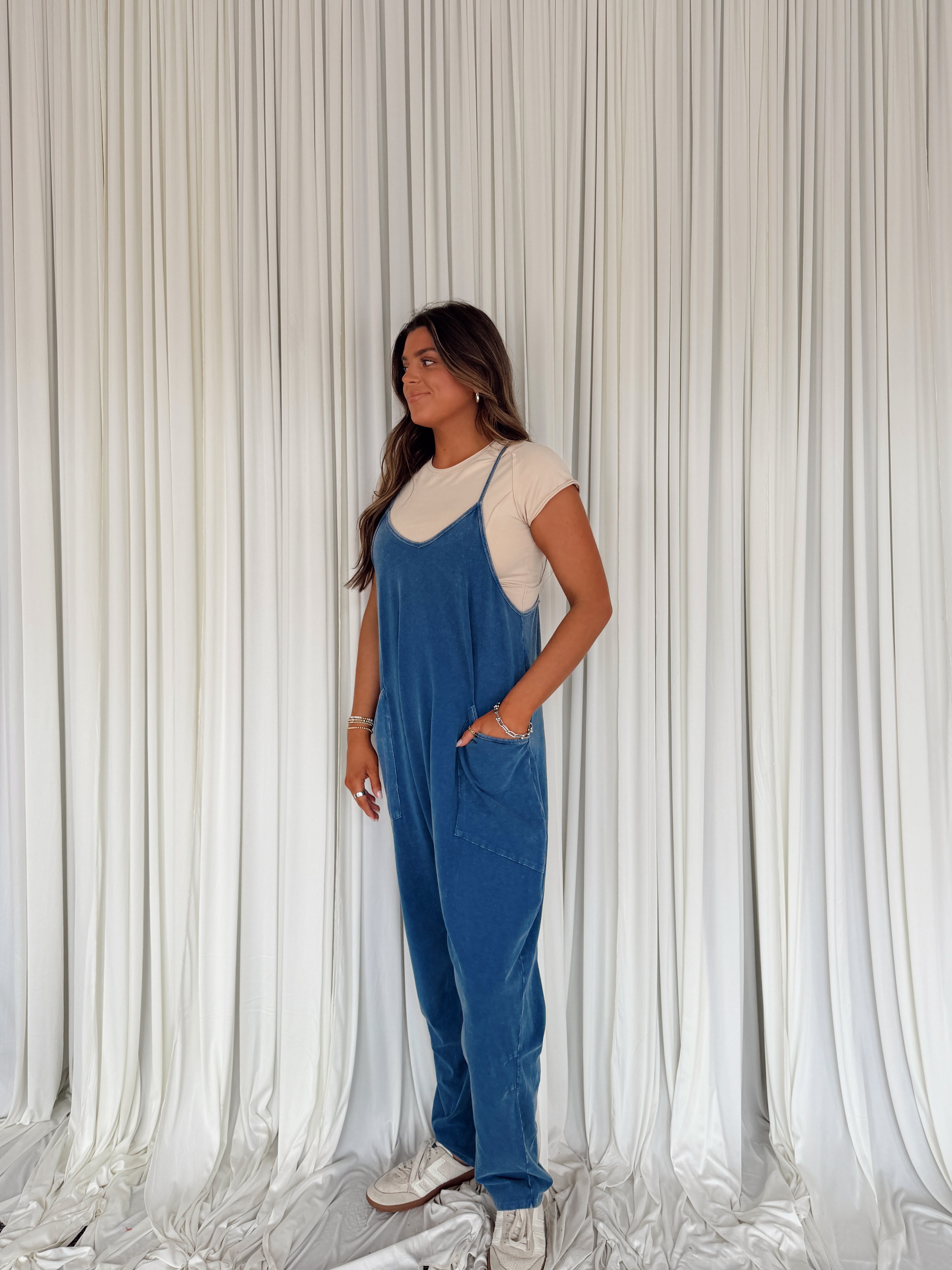 Mineral Wash Spaghetti Strap Jumpsuit