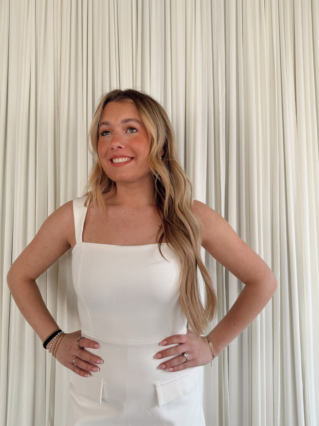 Well Pocket Detail Square Neck Romper