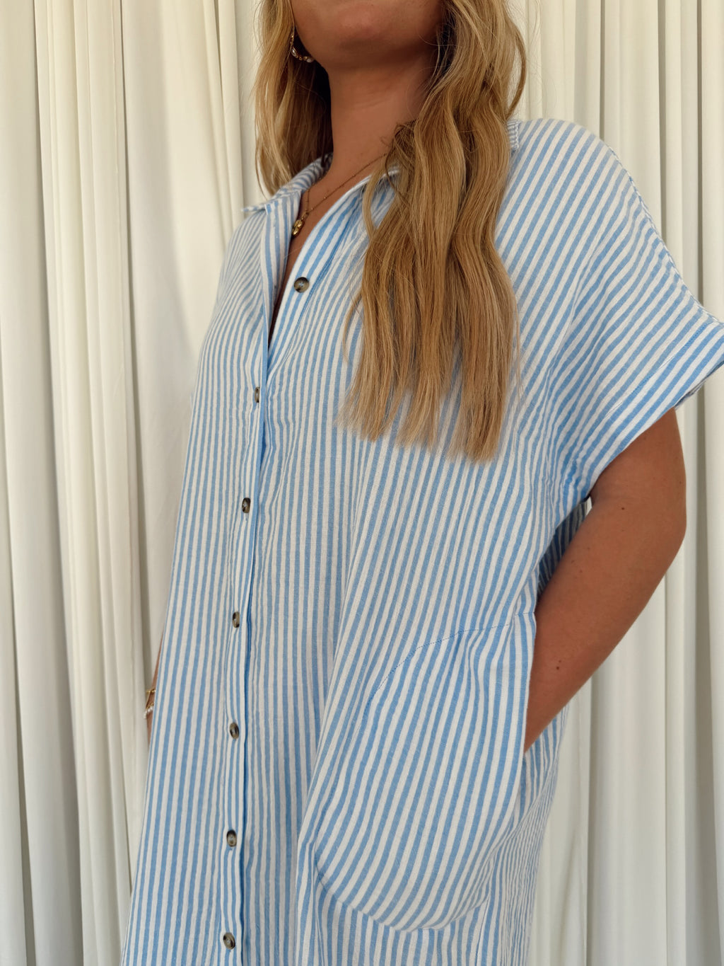 MS1314D-BGS Stripe Shirt Dress