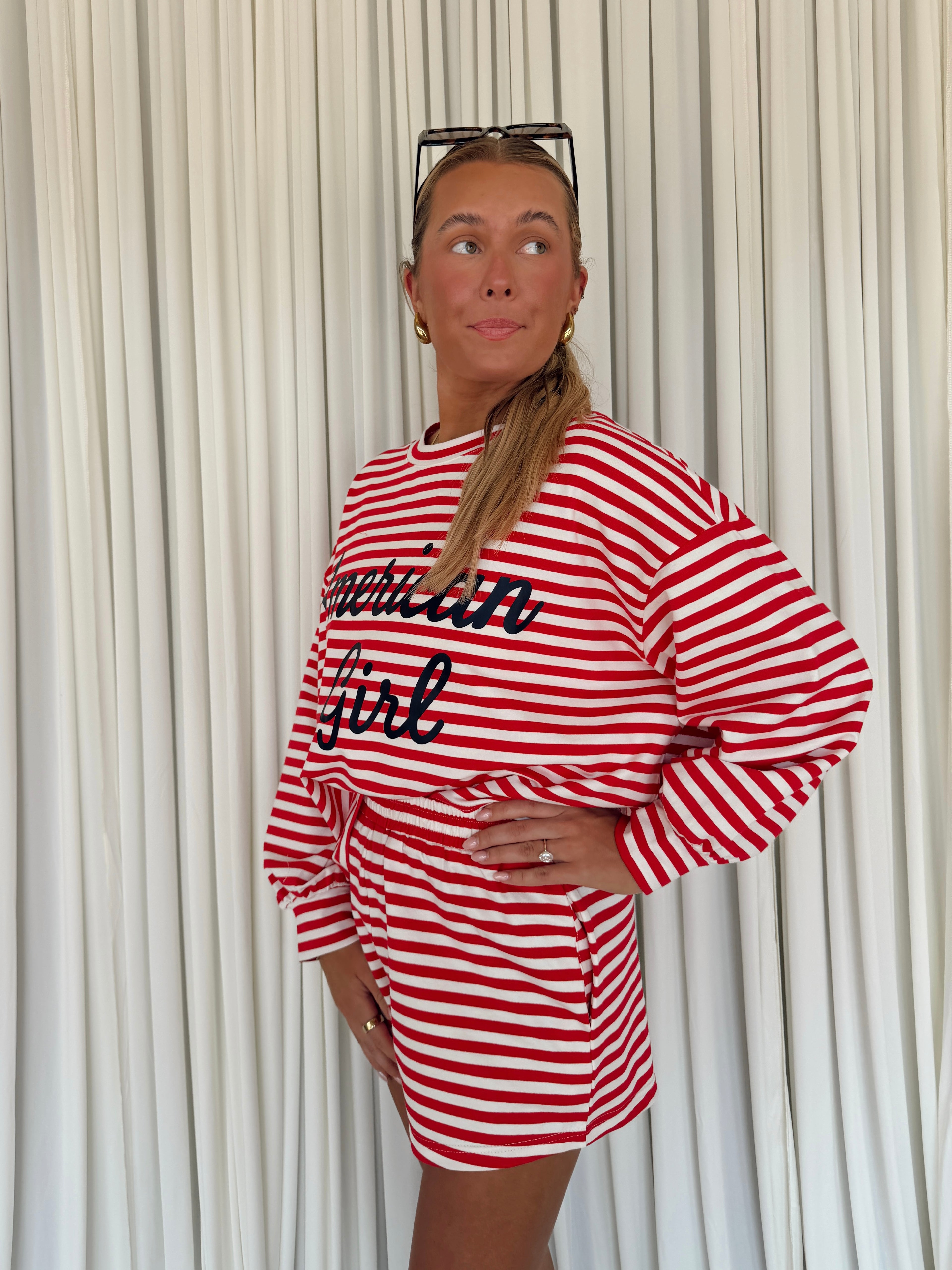American Girl Oversized Striped T-shirt