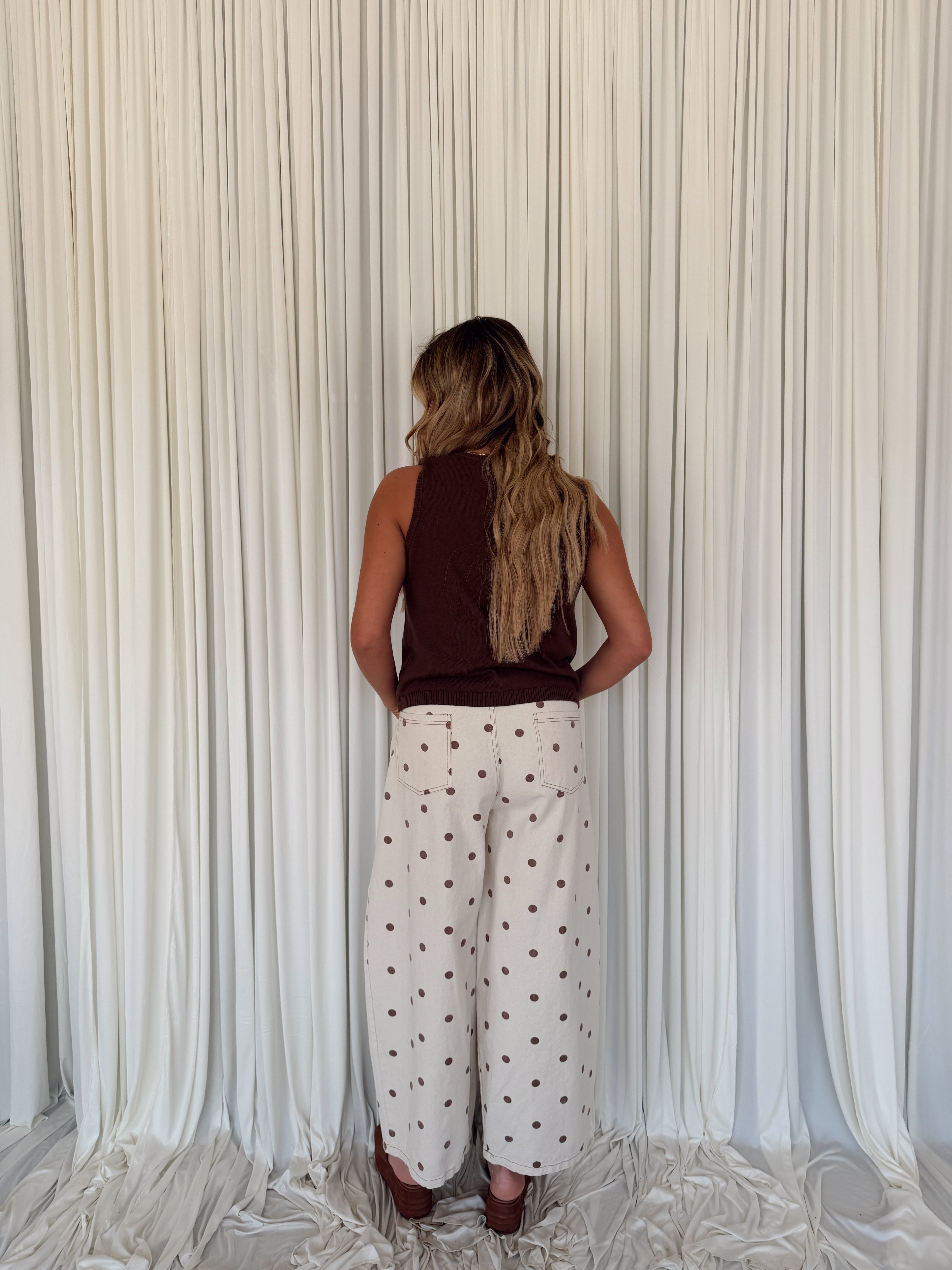 Polka Dot Denim Pants