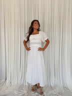 Square Neck Smocked Flare Midi Dress