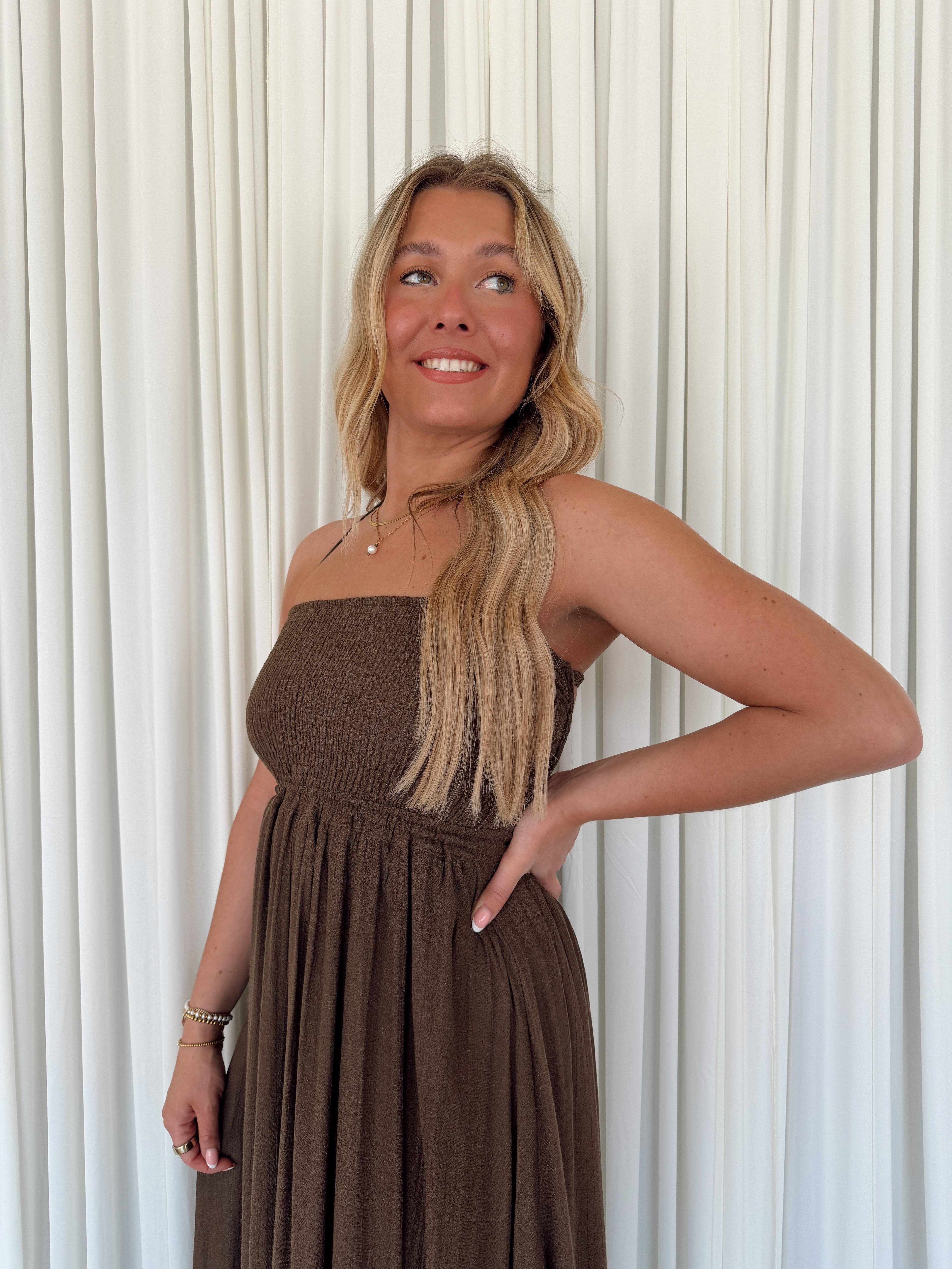 Smocked Halter Maxi Dress