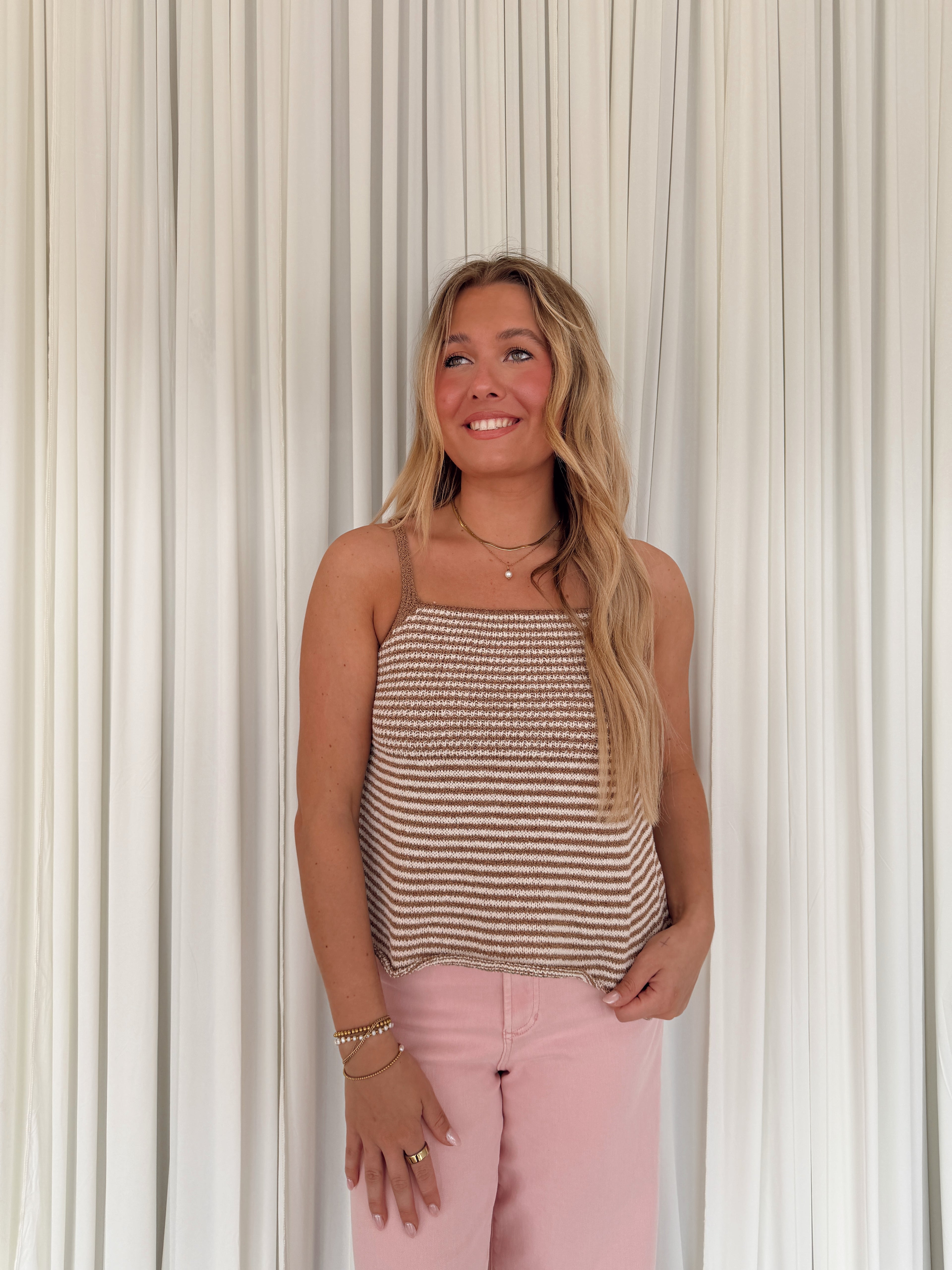 Stripe Square Neck Knit Top