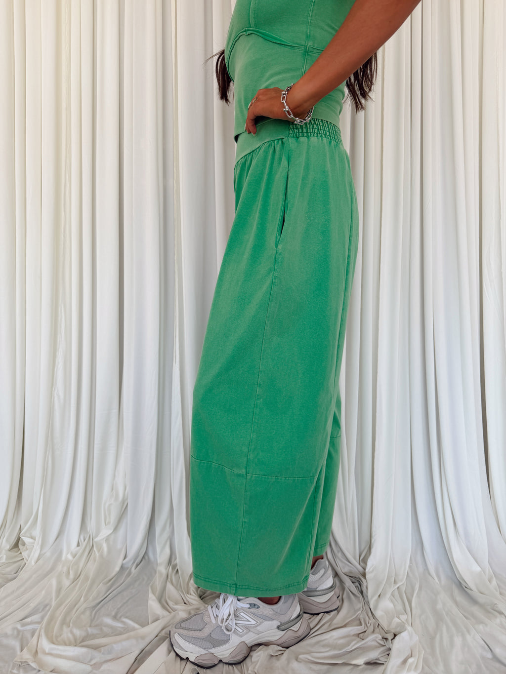 Mineral Washed Wide Leg Pants