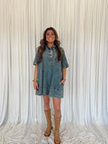 Denim Collared Short Sleeve Dress