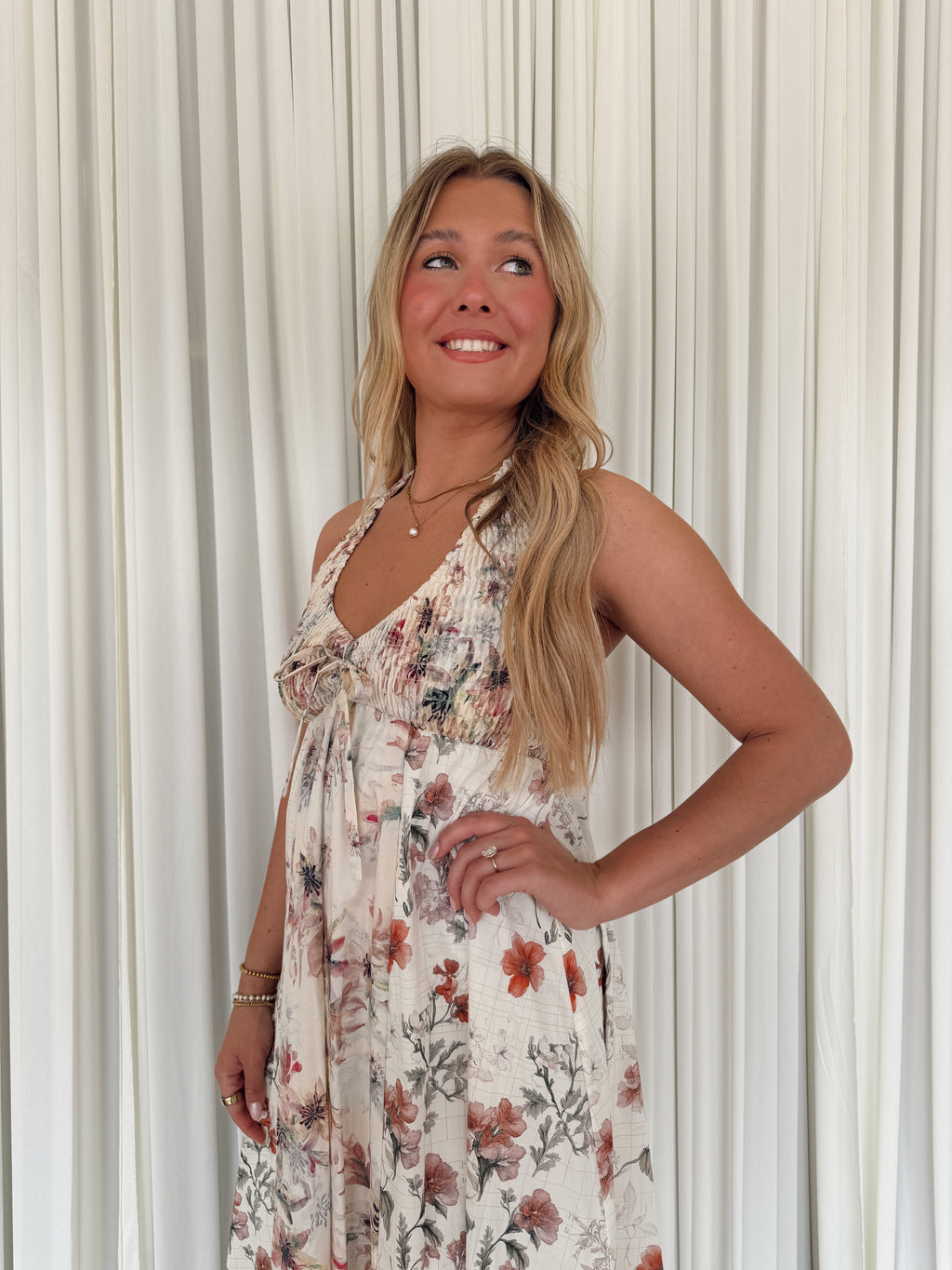 Floral Smocked Halter Maxi Dress
