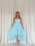 Layered Smocked Strapless Maxi Dress