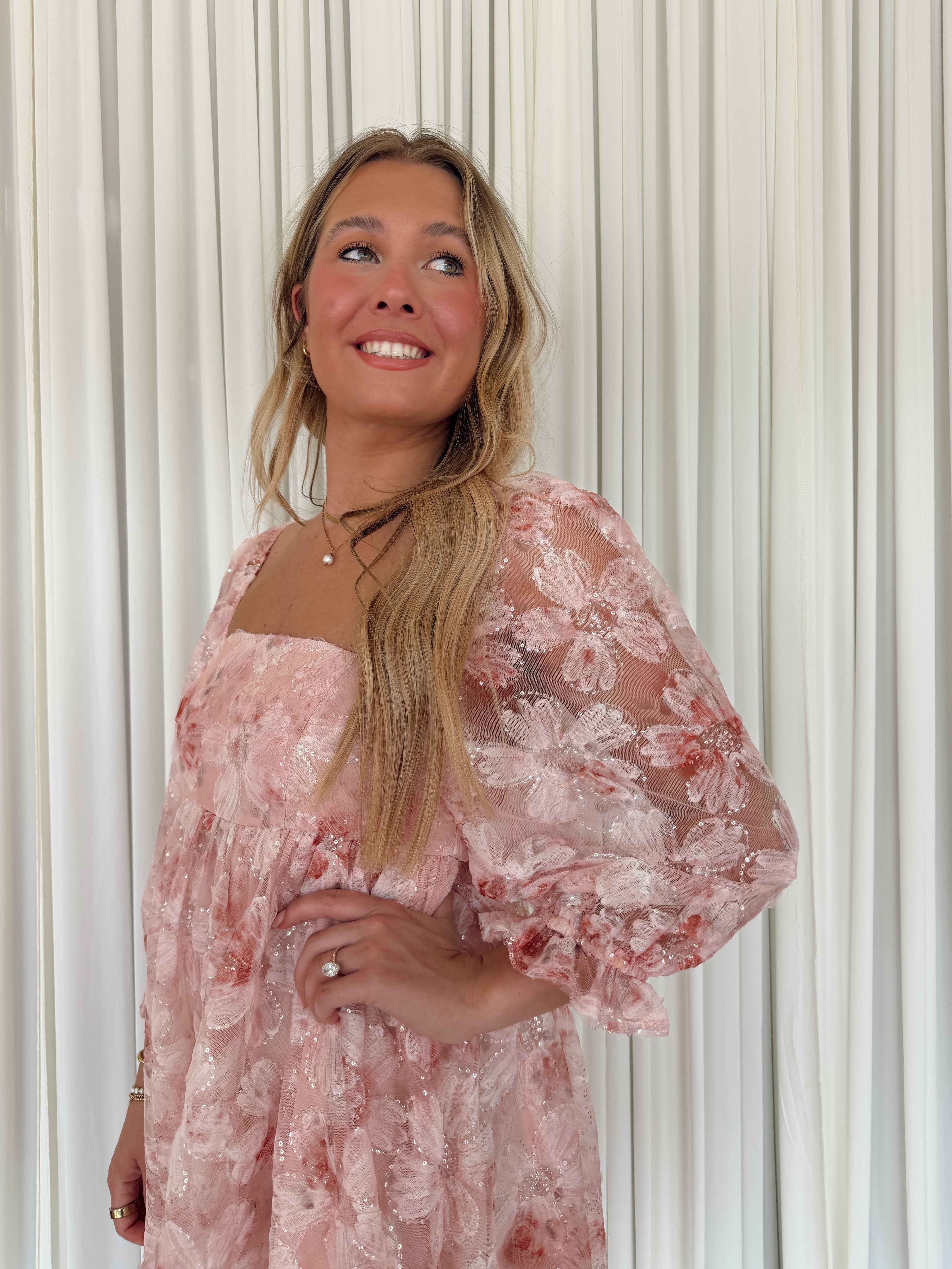 Sequin Floral Mini Dress