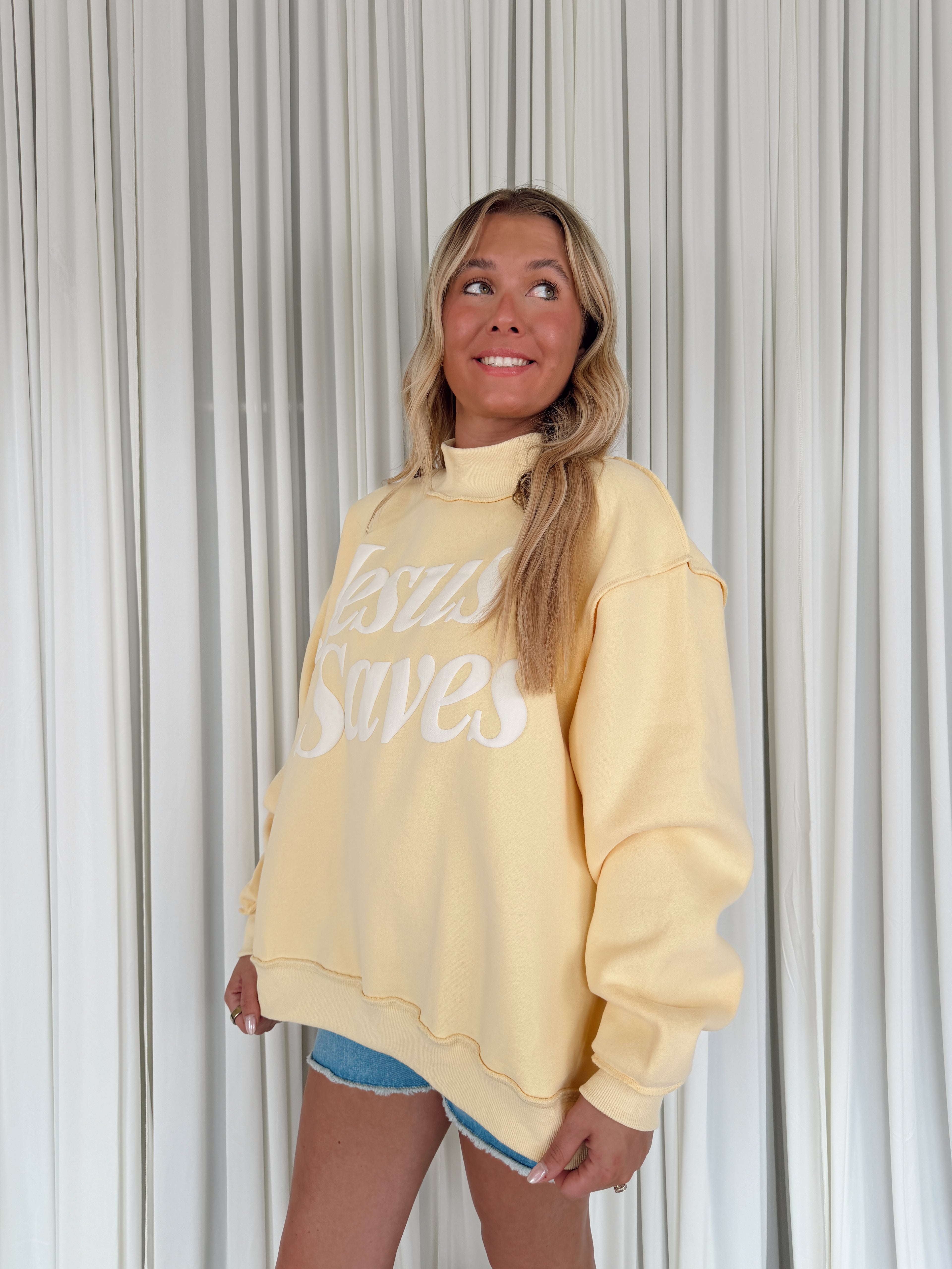 Jesus Saves Mock Neck Sweatshirt