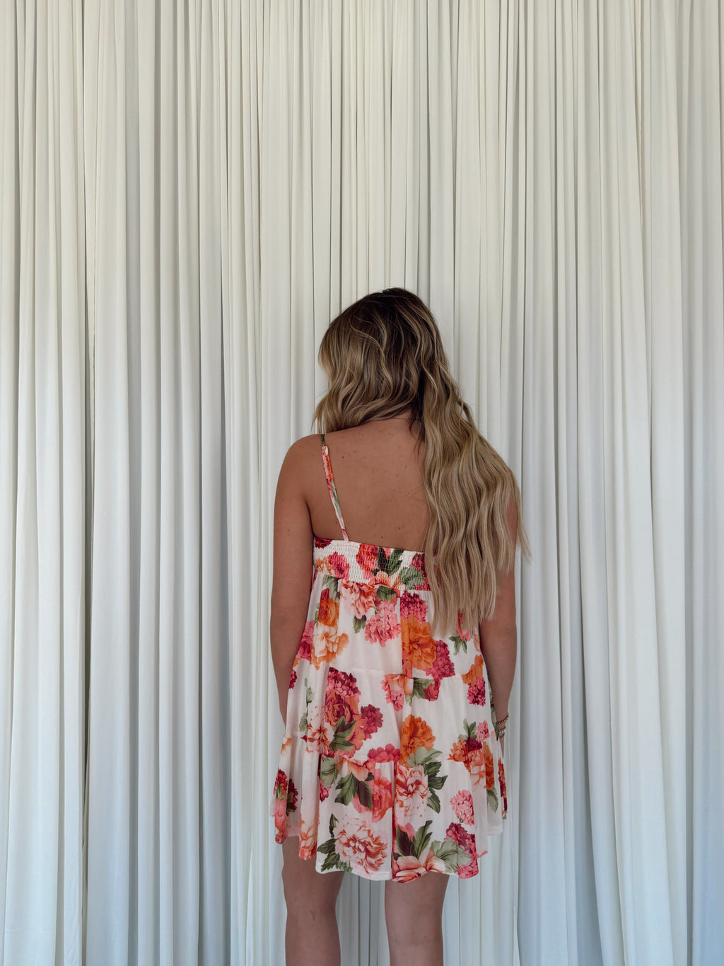 Floral Smocked Babydoll Cami Romper