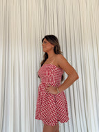 Gingham Print Smocking Tube Mini