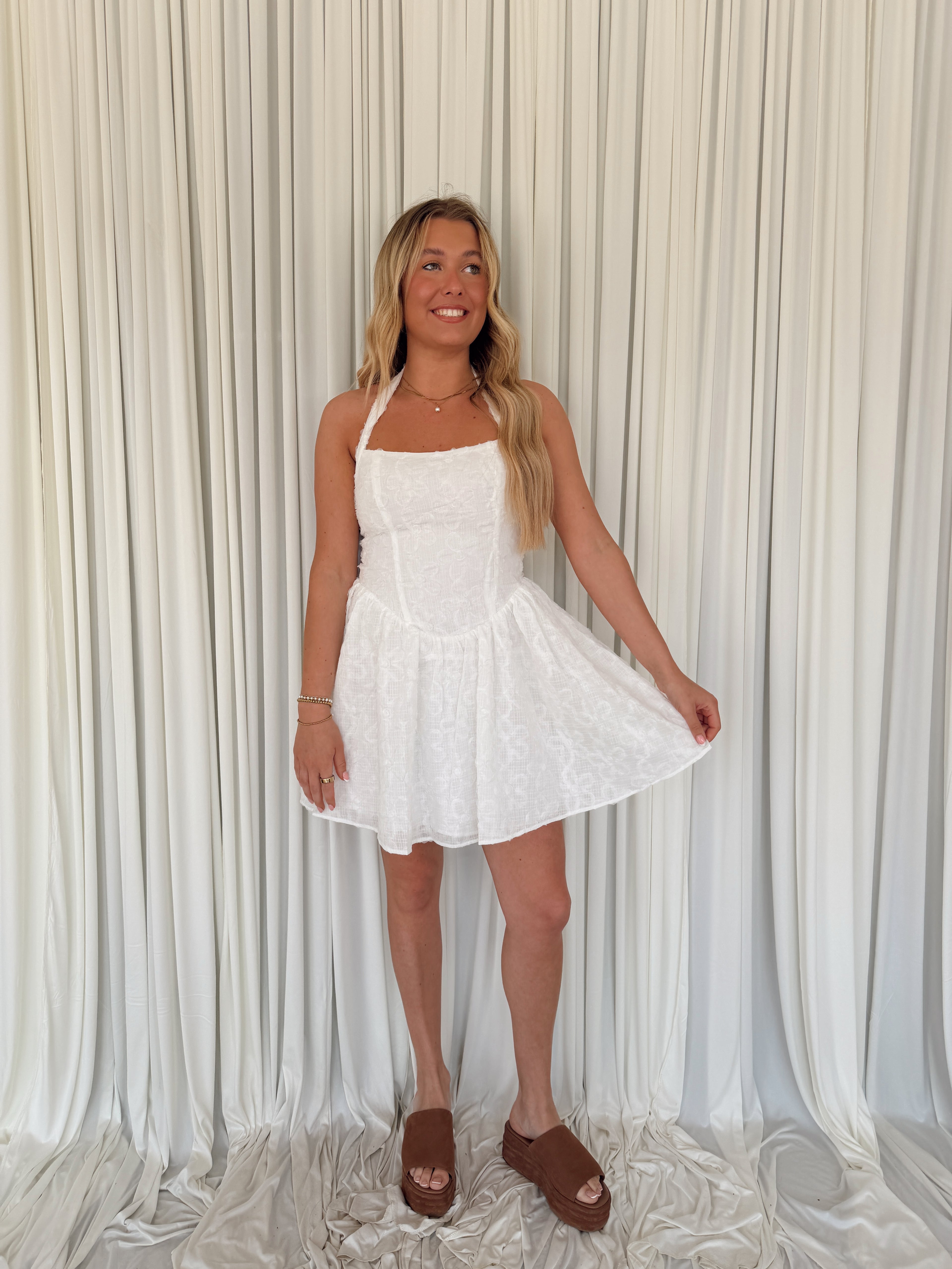 Halter Embellished Mini Dress