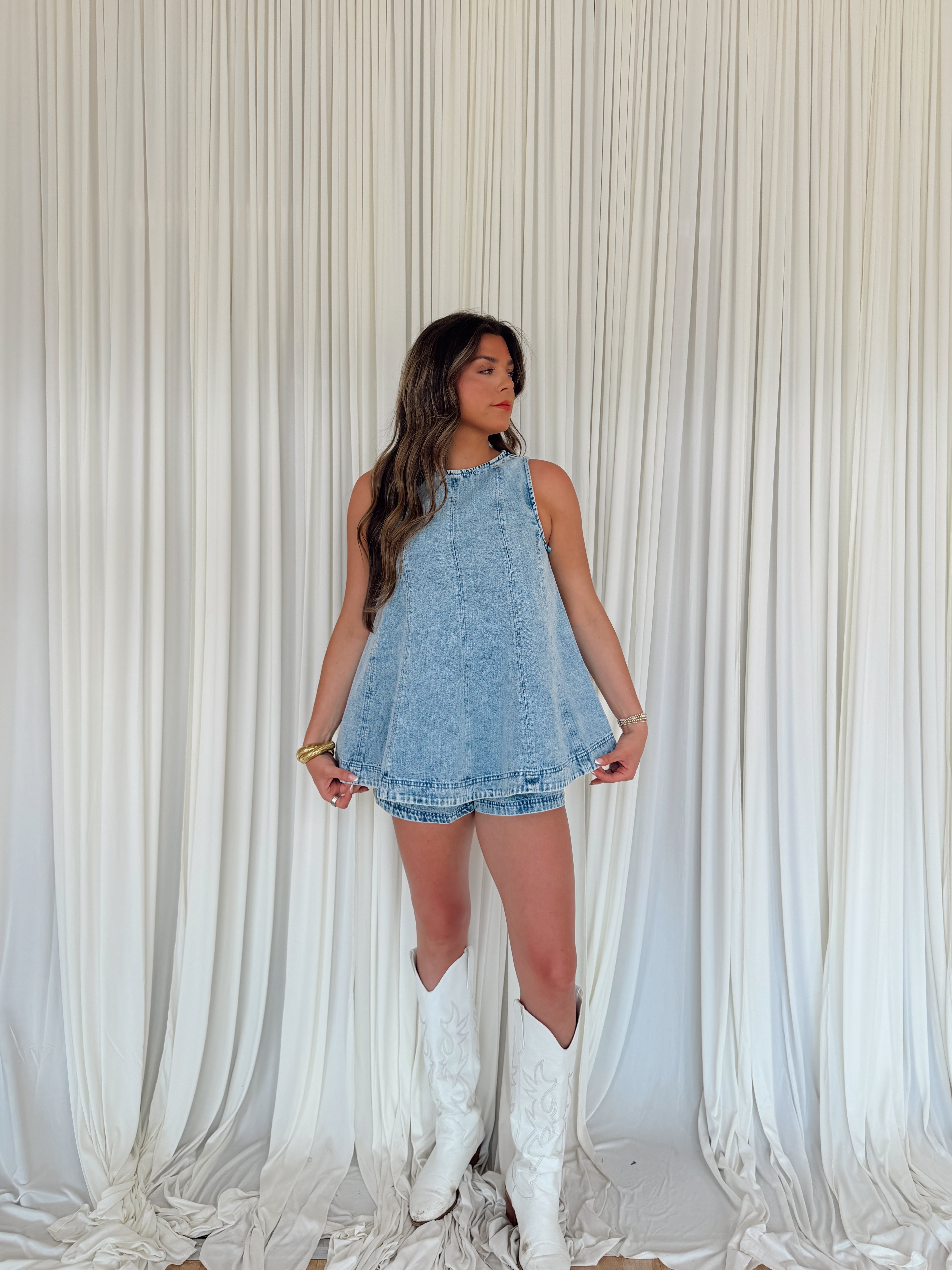 Denim Longline Sleeveless Top