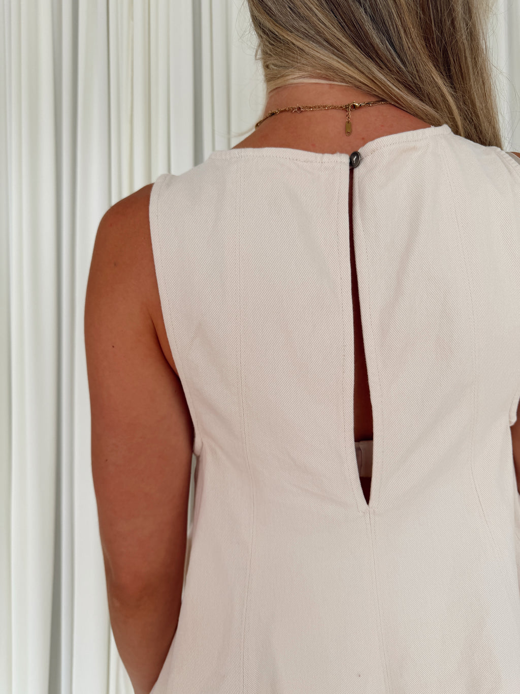 Flared A-Line Sleeveless Top - Cream