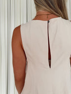 Flared A-Line Sleeveless Top - Cream