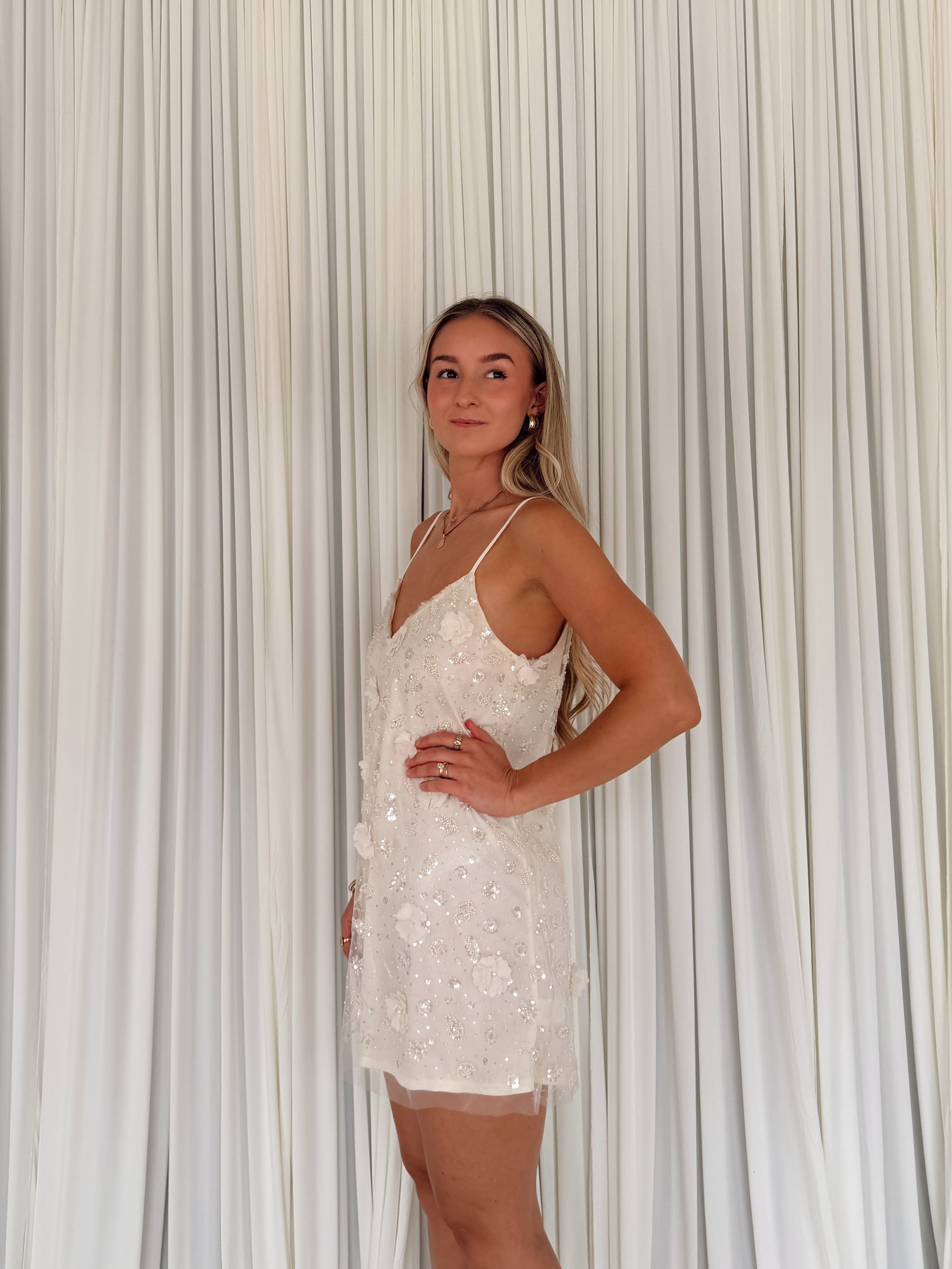 Floral Sequin Embellished Slip Dress