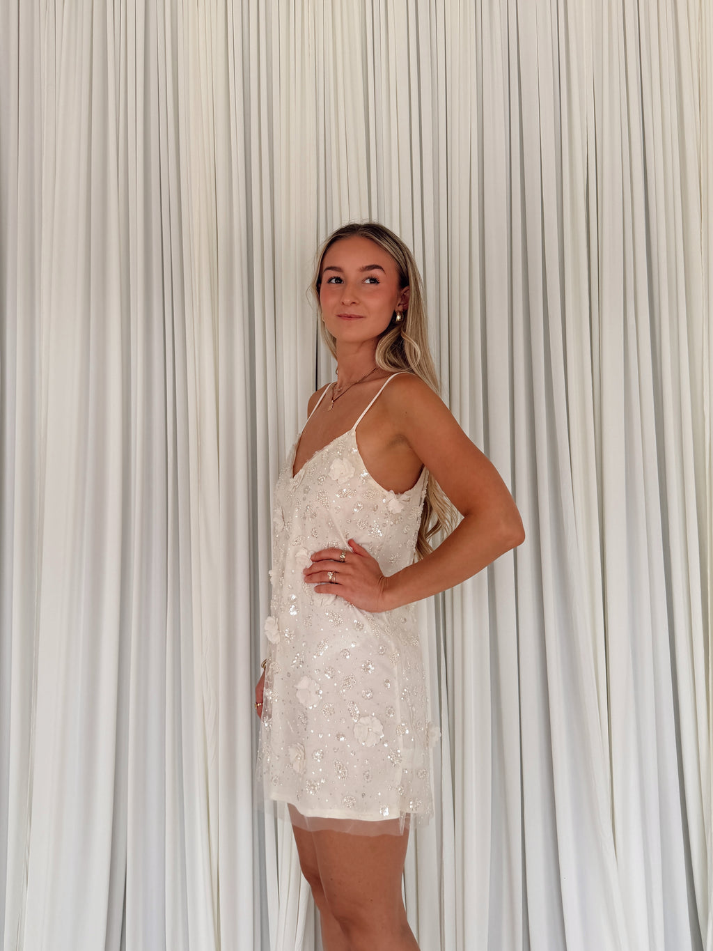 Floral Sequin Embellished Slip Dress