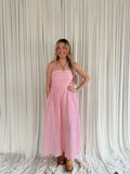 Strapless Pink Stripe Maxi Dress