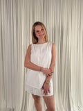 Linen Twisted Shoulder Mini Dress