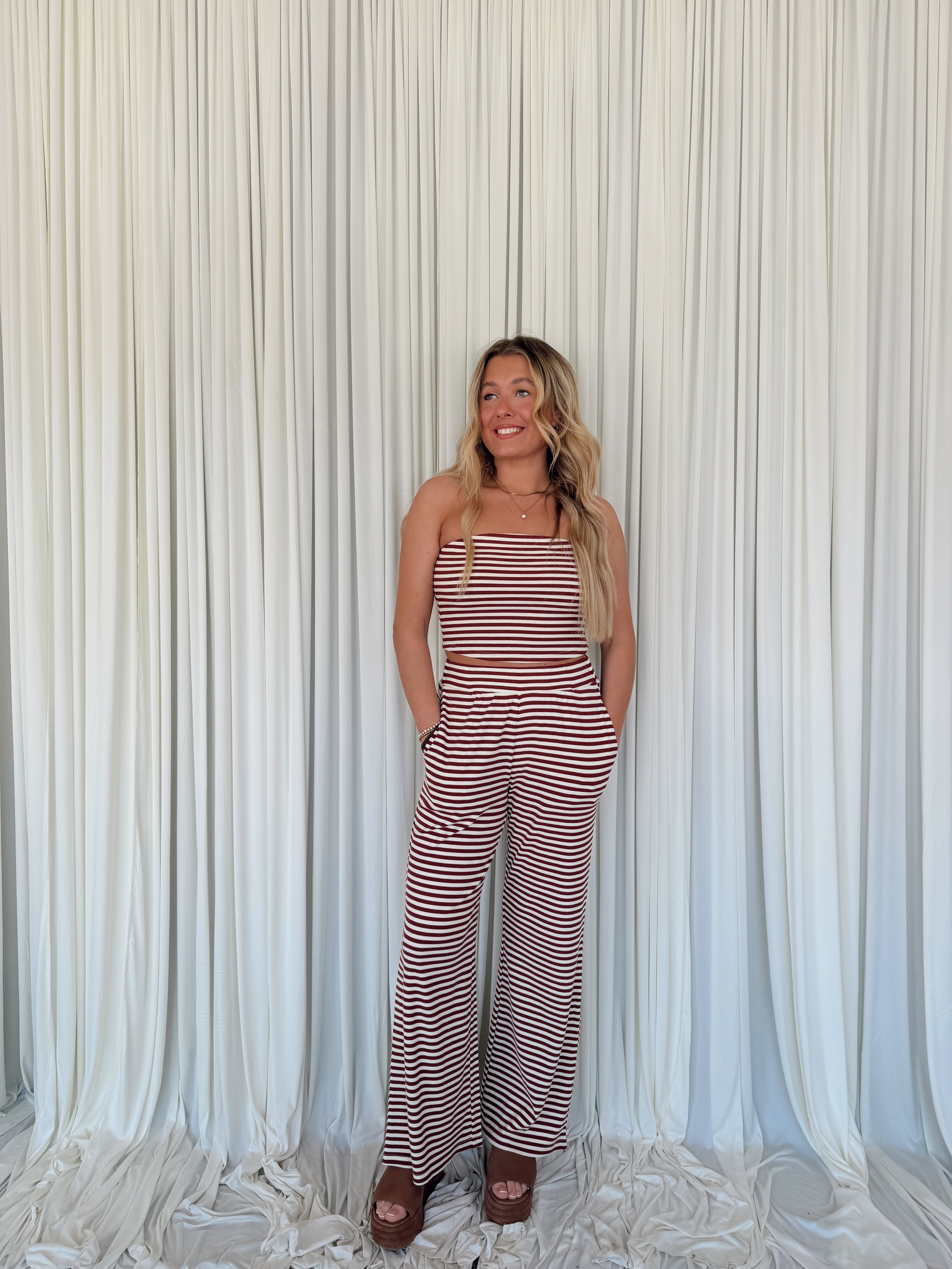 Striped Bandeau Top & Pants Set