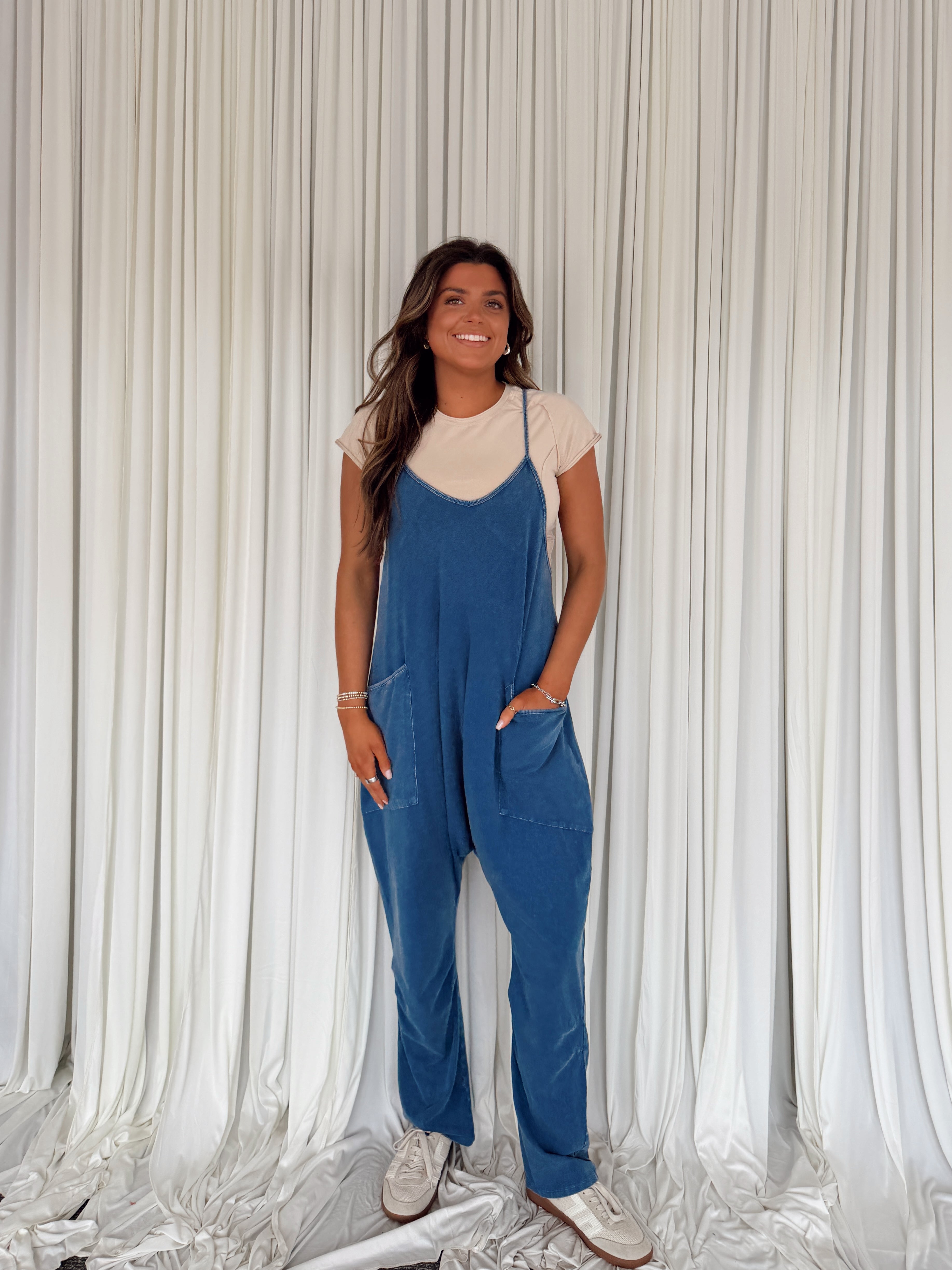 Mineral Wash Spaghetti Strap Jumpsuit