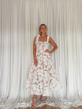 A-Line Textured Lace Midi Dress