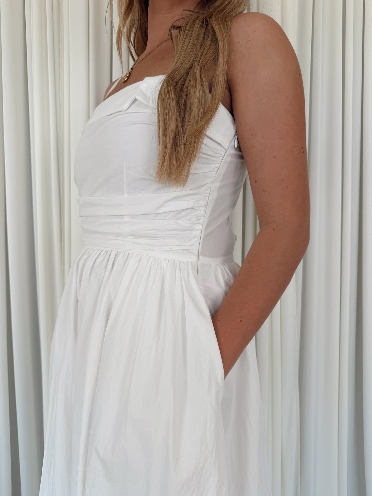 Ruched A-Line Midi Dress