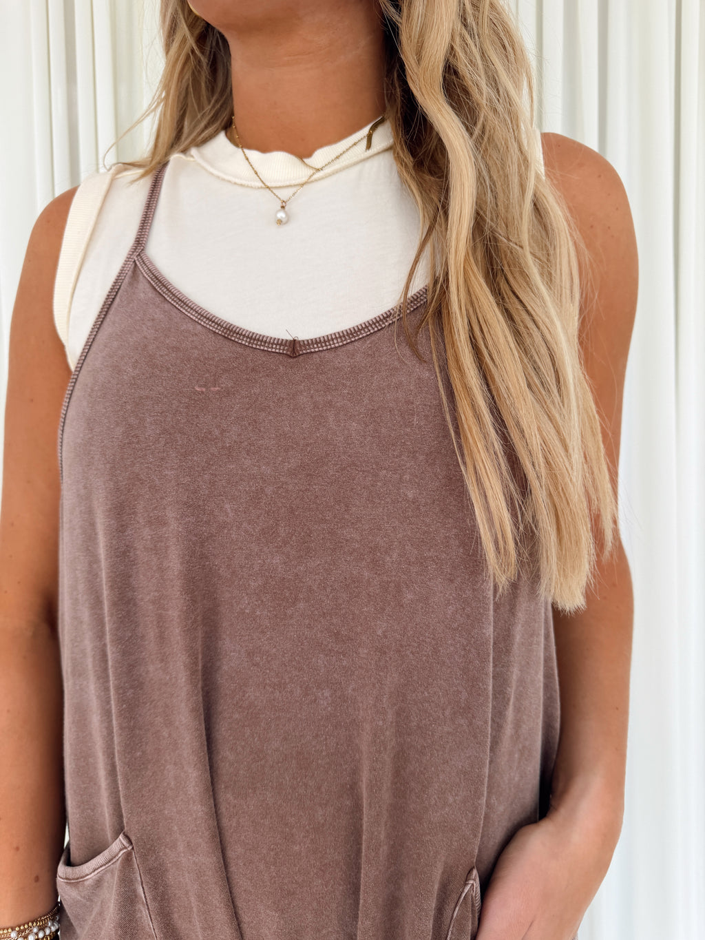 Mineral Wash Spaghetti Strap Jumpsuit