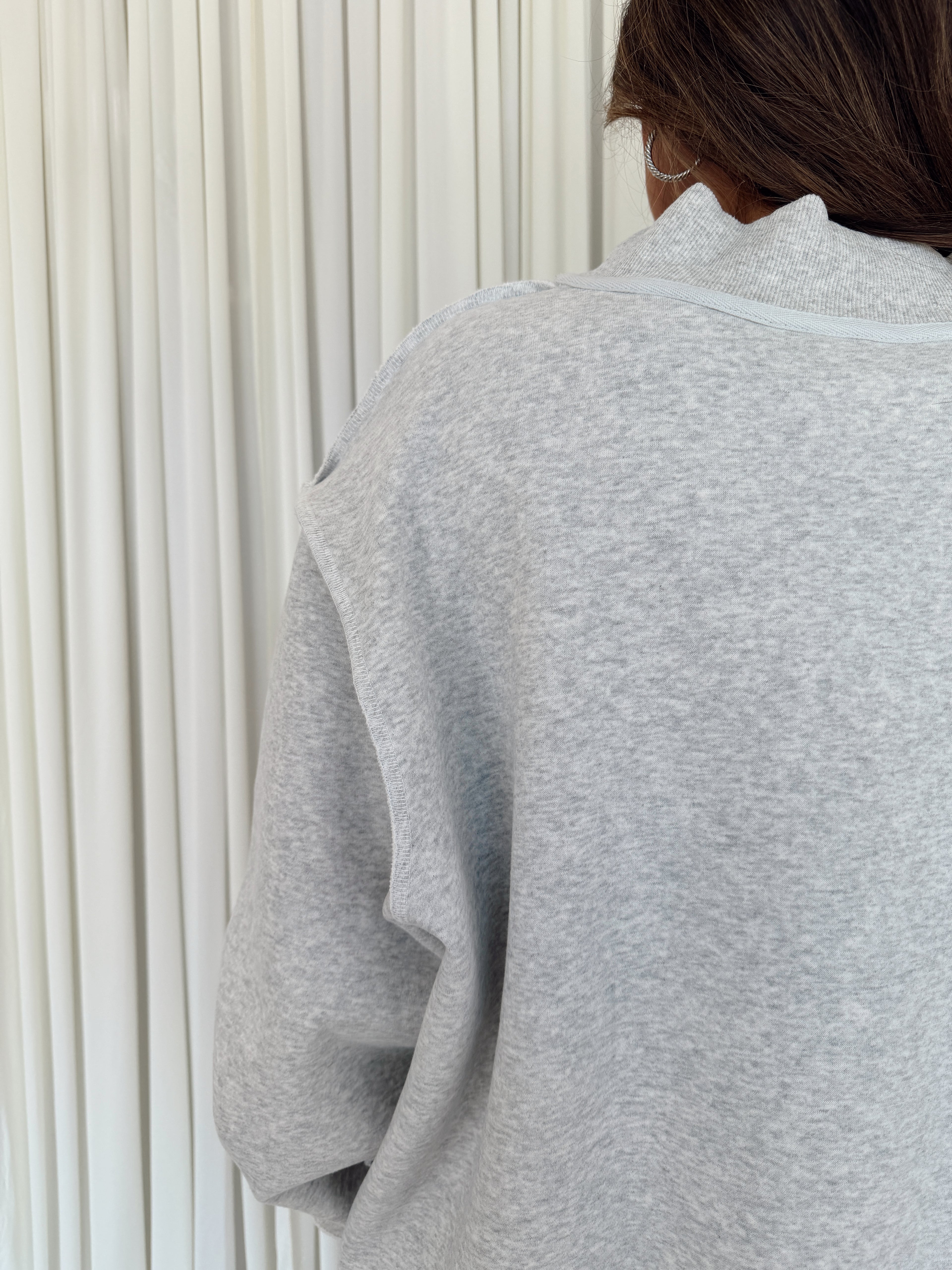 Polka-Dot Mock Neck Sweatshirt