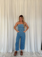 Twill Strapless Barrel Pants Jumpsuit