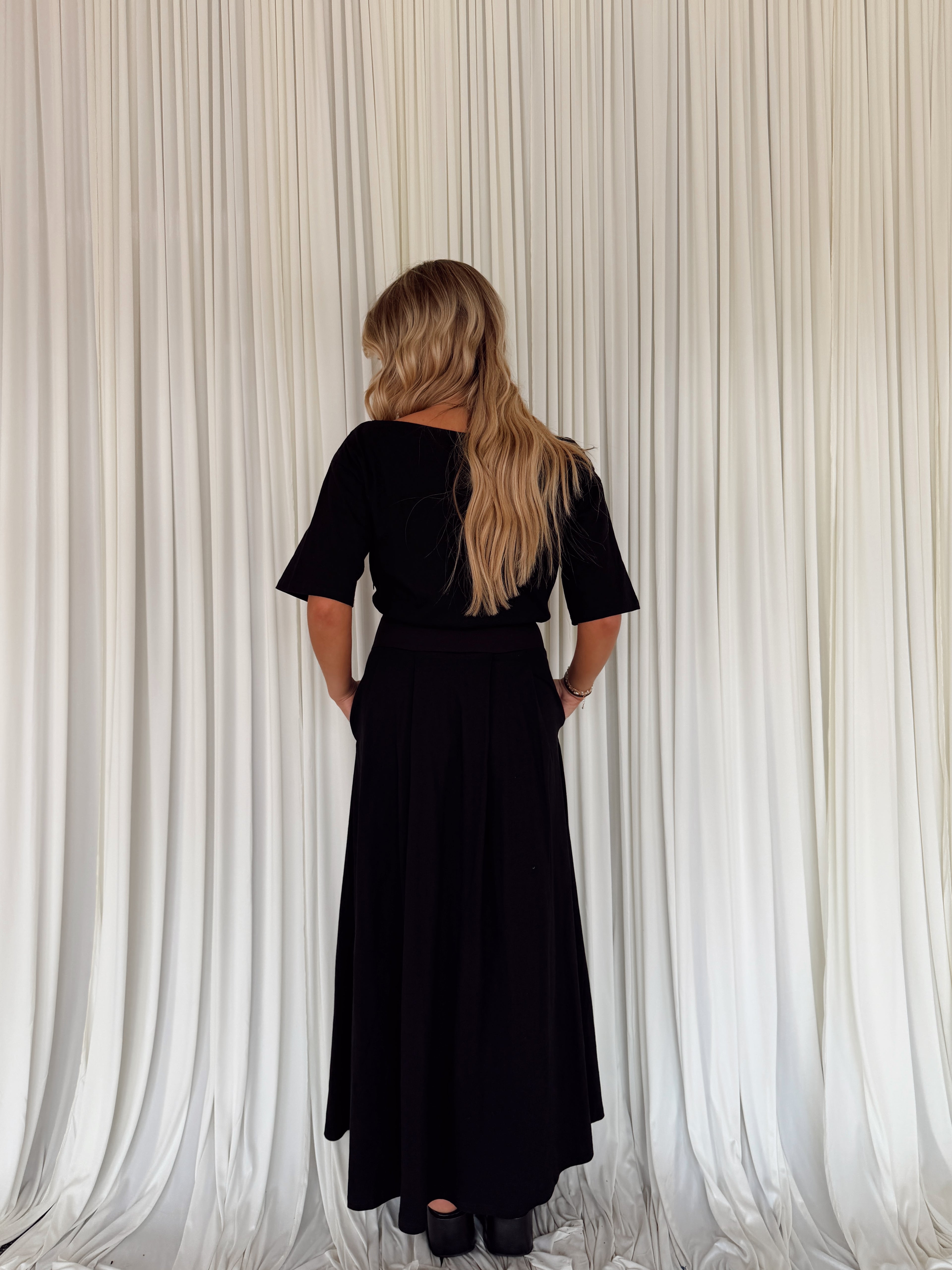 Boatneck Cinch Waist Dress