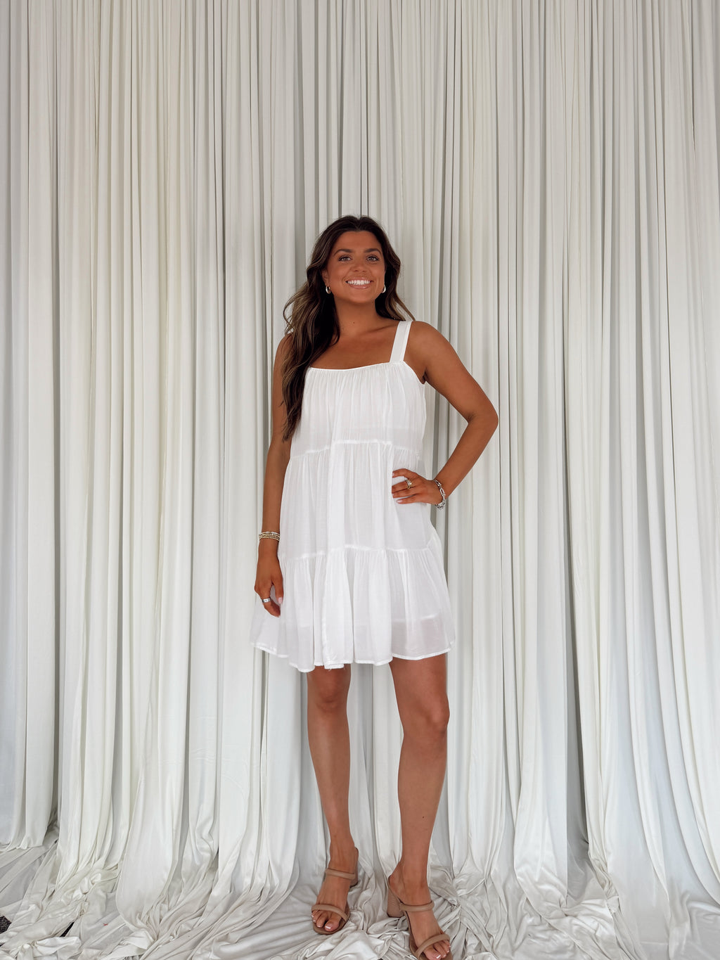 Tiered Square Neck Mini Dress