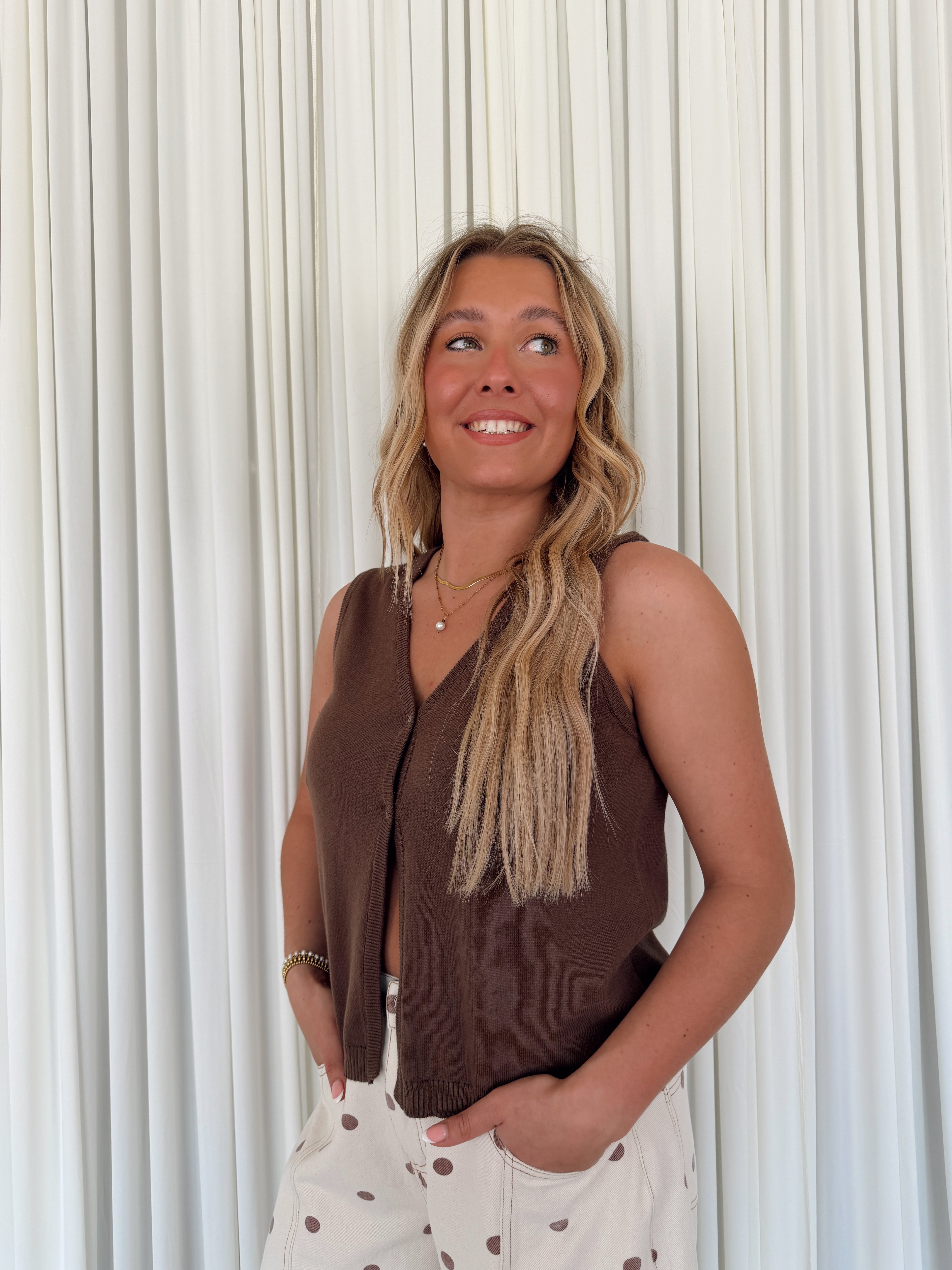 V-neck Button Sweater Vest