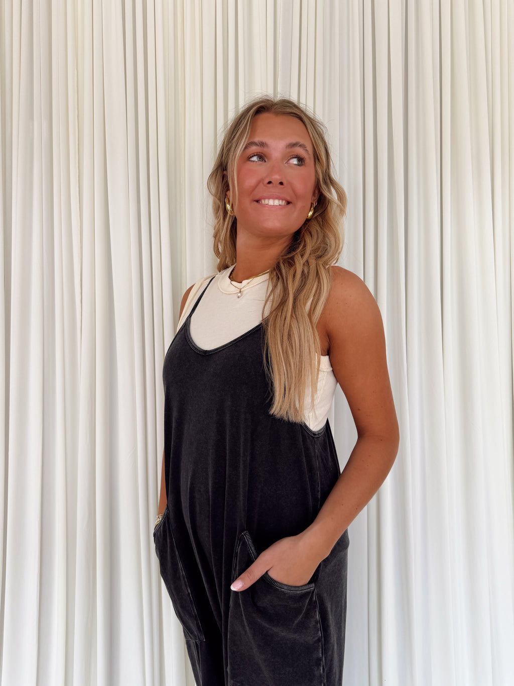 Mineral Wash Spaghetti Strap Jumpsuit