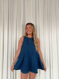 Sleeveless Flared Top  - Dark Denim