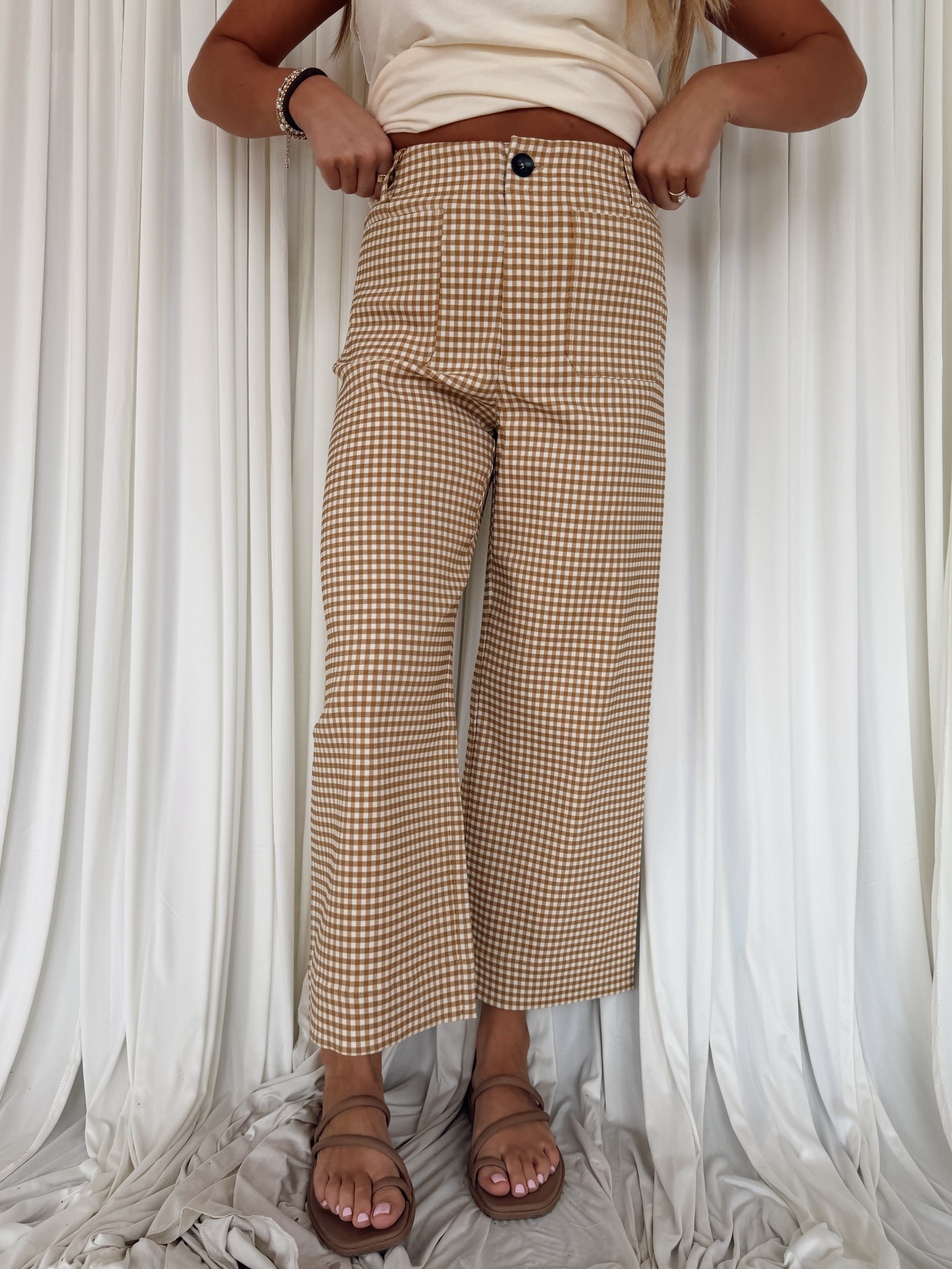 Gingham Straight Leg Pants