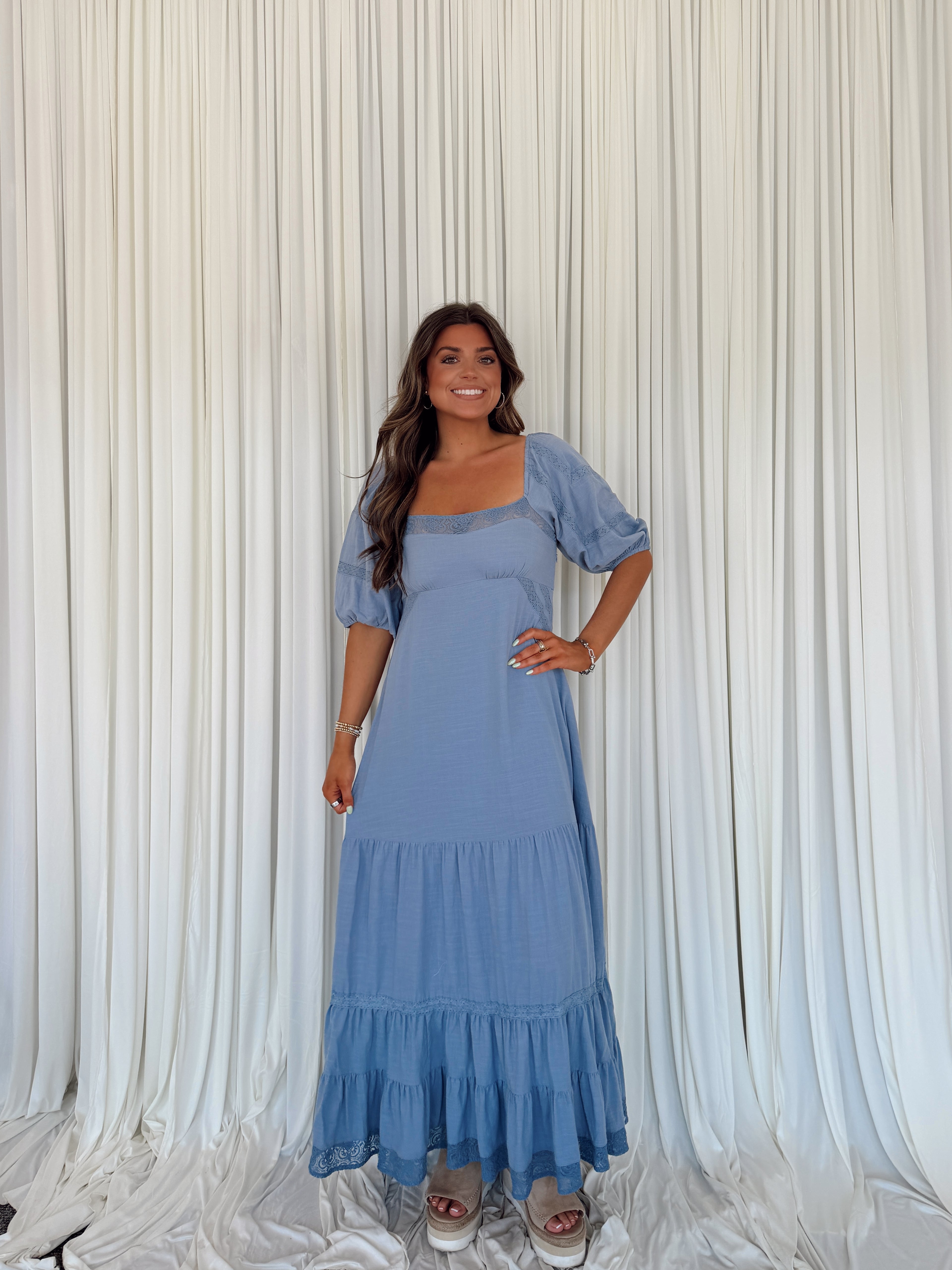 Lace Inset Maxi Dress - Linen / S Lace Inset Maxi Dress - Linen / S