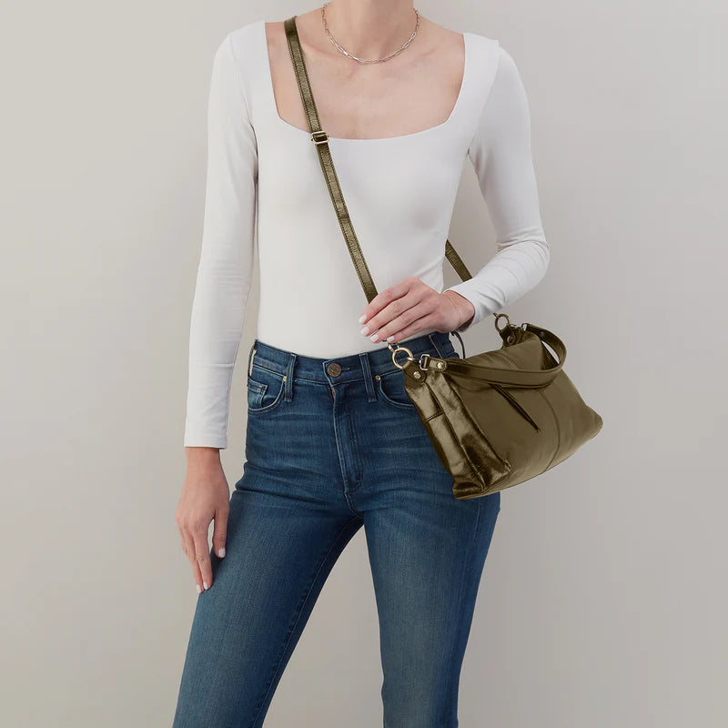 Avon Shoulder Bag - Polished Leather | Olive Veil