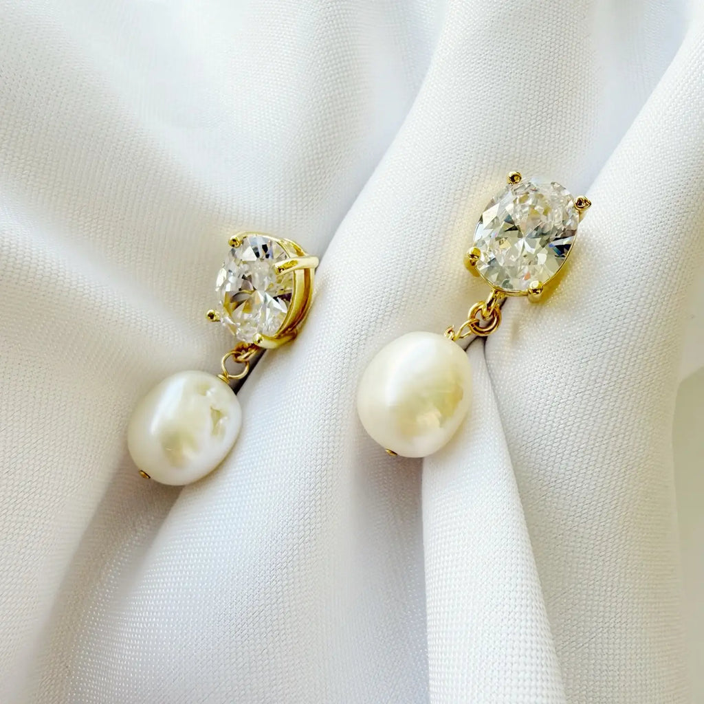Ever After Cz FW Pearl Earrings Gold Filled