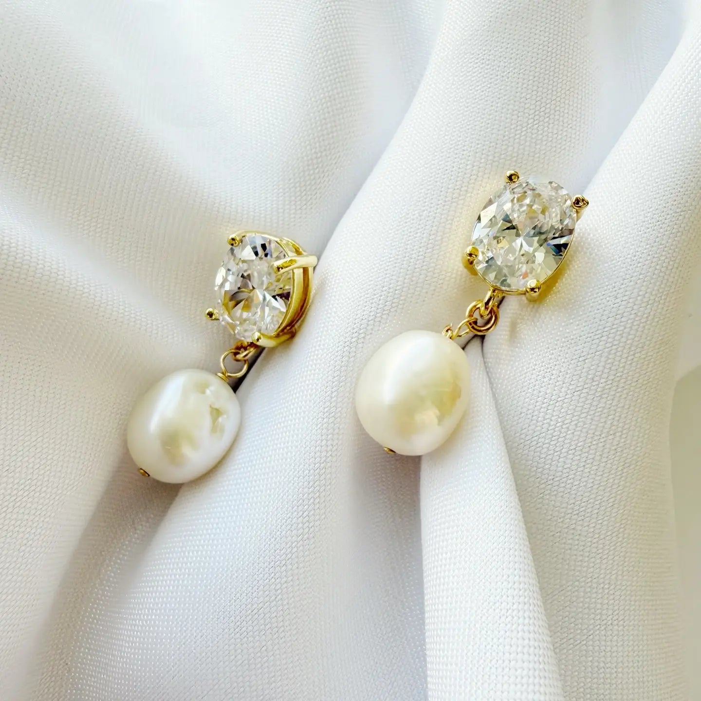 Ever After Cz FW Pearl Earrings Gold Filled