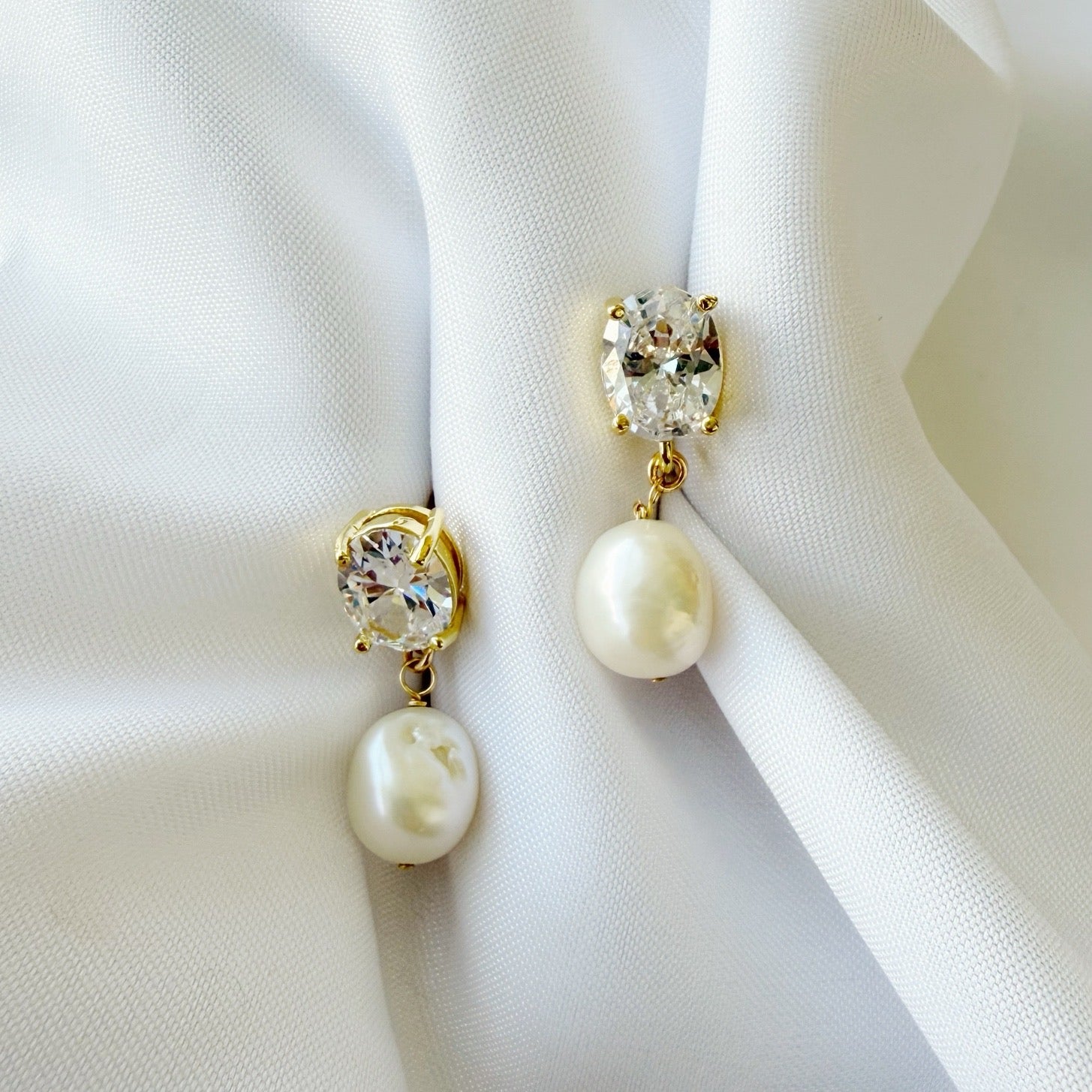 Ever After Cz FW Pearl Earrings Gold Filled