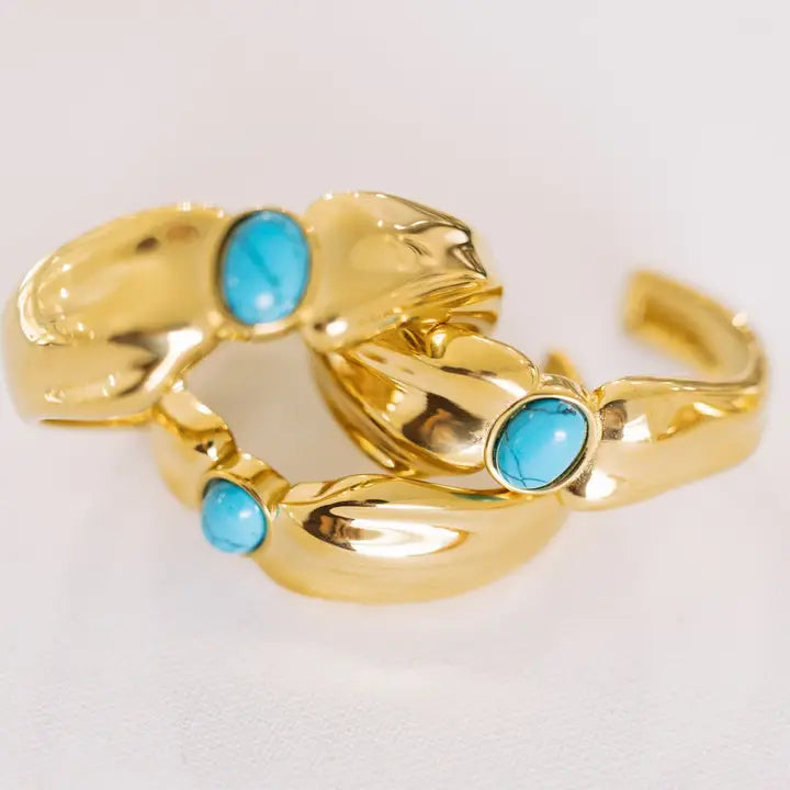 Beverly Gold Stone Cuff Bracelet