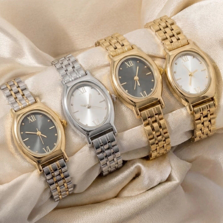 Oval Case Metal Strap Watch