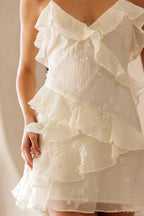 Floral Textured Ruffle Mini Dress