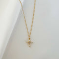 Petite CZ Cross Pendant Necklace Gold Filled